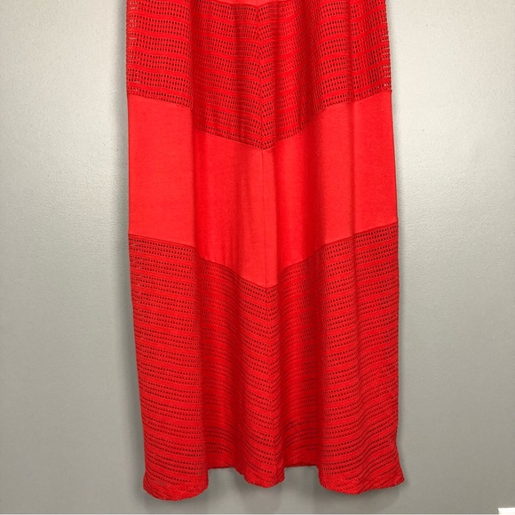 Chico’s Texture Detail Maxi Dress Women’s Size L Sleeveless Elastic Waist Orange - Picture 6 of 12